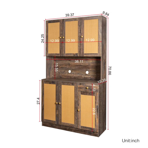 70.87" Tall Wardrobe & Kitchen Cabinet with 6 | Storage Cabinet | Anciennevi