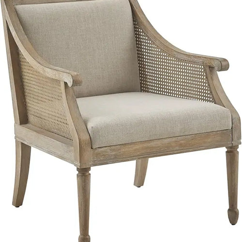 Beige Accent Chair with Solid Wood Frame | Living Room Seating | Anciennevi