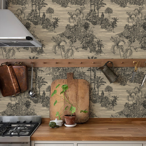 Retro Brown Jungle Trees PVC Wallpaper – Peel & Stick Waterproof Vinyl Contact Paper – Anciennevi