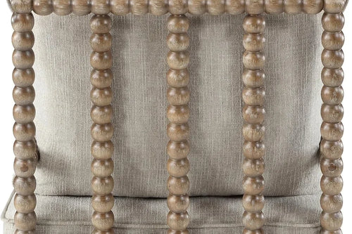 Linen Fabric Spindle Accent Chair with Wood Frame – Modern Padded Spring Seat – Anciennevi