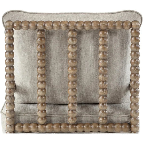 Linen Fabric Spindle Accent Chair with Wood Frame – Modern Padded Spring Seat – Anciennevi