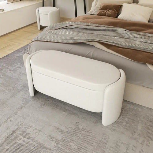Lamb Wool Storage Ottoman | Cozy & Functional Seating | Anciennevi