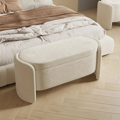 Lamb Wool Storage Ottoman | Cozy & Functional Seating | Anciennevi