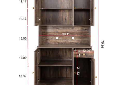 70.87" Tall Wardrobe & Kitchen Cabinet with 6 | Storage Cabinet | Anciennevi