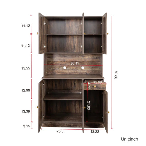 70.87" Tall Wardrobe & Kitchen Cabinet with 6 | Storage Cabinet | Anciennevi