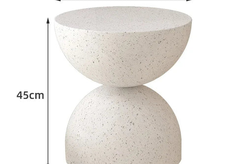 Nordic Hourglass Coffee Table – Cream Magnesium Oxide Side Table for Living Room – Anciennevi