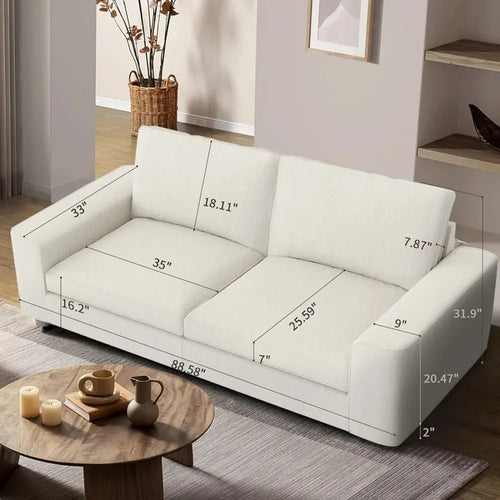 Modern Chenille Loveseat Sofa | Plush Living Room Couch | Anciennevi