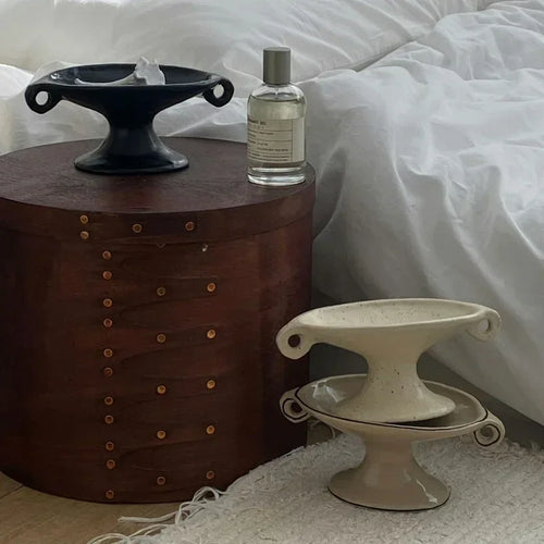 Ceramic High Foot Tray – Retro Ear Storage Plate – Anciennevi