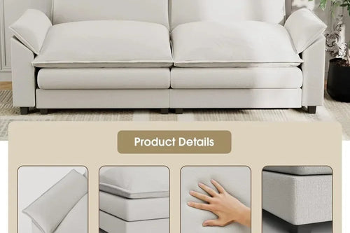 79” Modular Oversized Sectional Sofa | Deep Seat Loveseat | Anciennevi