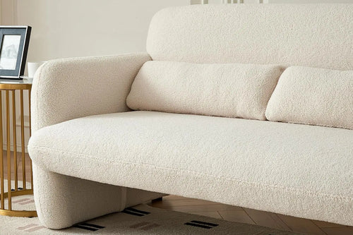 59" Lamb Fabric 2-Seater Loveseat Sofa | Small Space Couch | Anciennevi