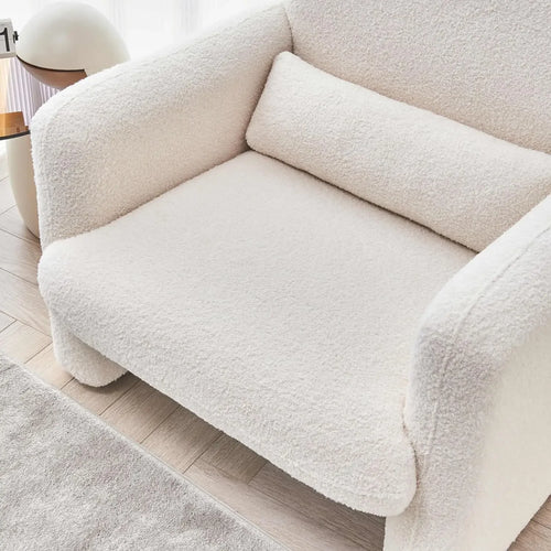 Modern Accent Sofa Chair with Arms | Lamb Fabric Armchair | Anciennevi