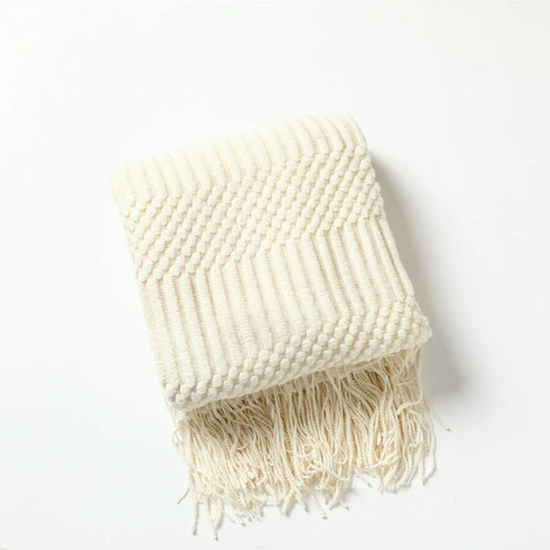 Textured Boho Throw Blanket | Chunky Knit Bedspread | Anciennevi