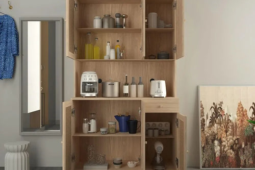 71” Rattan Freestanding Storage Cabinet with 6 Doors | Anciennevi