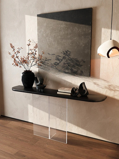 Acrylic Floating Solid Wood Console Table | Living Room Table | Anciennevi