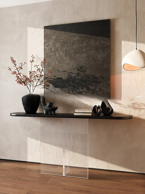 Acrylic Floating Solid Wood Console Table | Living Room Table | Anciennevi
